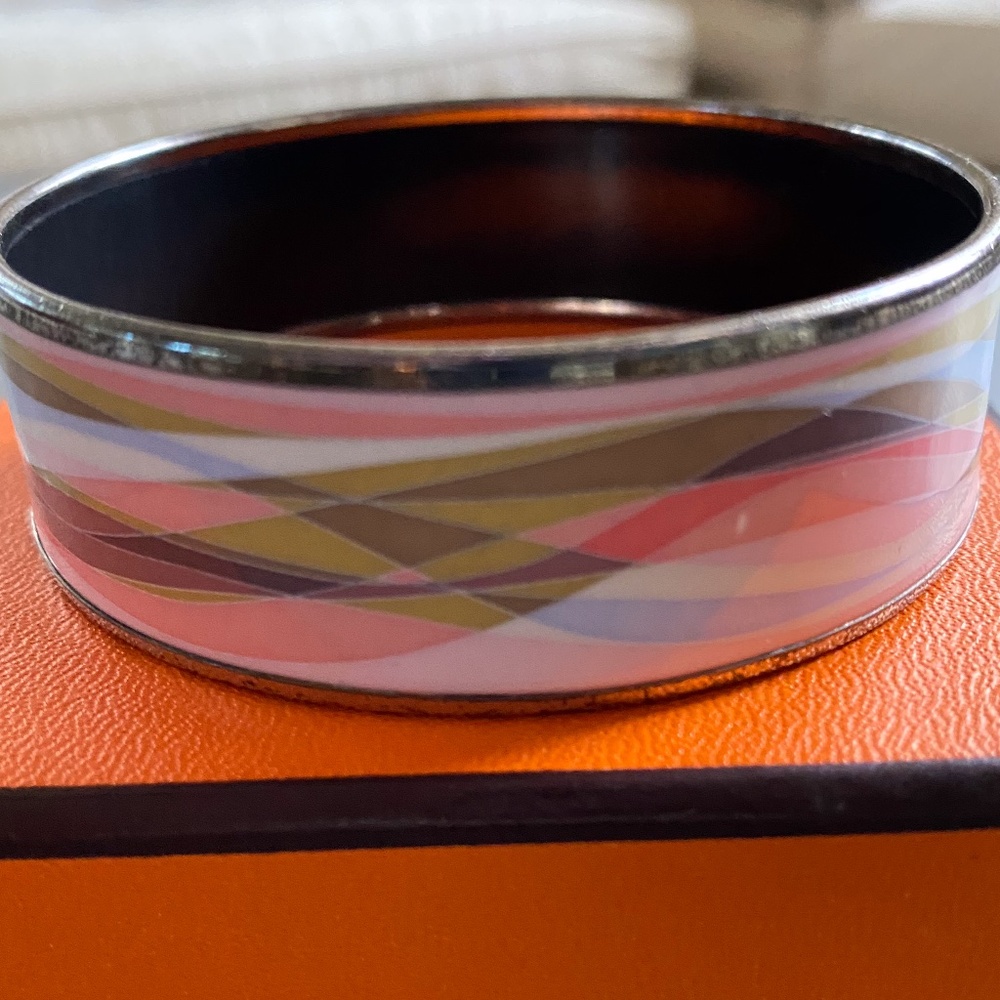 HERMES bangle bracelet cloisonne pink multi-color